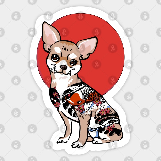 Yakuza Chihuahua Sticker by huebucket